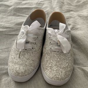 Kate Spade White Glitter Ked Sneakers 6.5